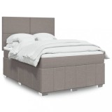 VidaXL Pat box spring cu saltea, gri taupe, 140x200 cm, textil
