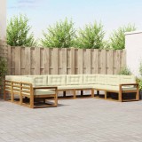 vidaXL Set de canapele de exterior cu pernă 9 pcs Natural și Crem 3368173