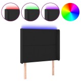 Cumpara ieftin Tablie de pat cu LED, negru, 93x16x118/128 cm, piele ecologica