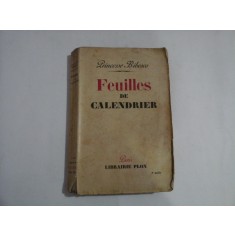 Feuilles de CALENDRIER - Princesse BIBESCO - Paris, 1939