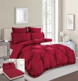 Cumpara ieftin Lenjerie Pat Finet Cu Inimioare Gazza Fl003, Bumbac, 4 Piese, Cu Elastic, Rosu