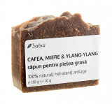 Sapun natural pentru pielea grasa cu cafea + miere și ylang-ylang, 130g, Sabio