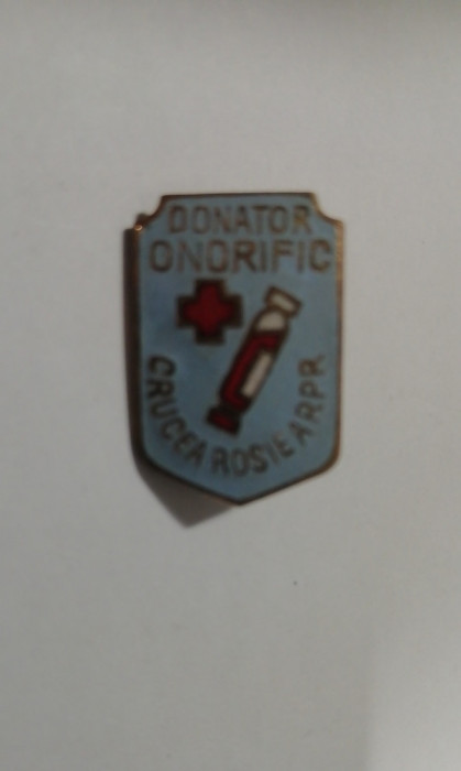 QW9 K 64 - Insigna - tematica medicina - Donator onorific - crucea rosie RPR