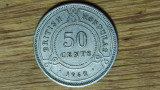 Honduras Britanic ante Belize -raritate coloniala- 50 cents 1962 XF+ -tiraj 50k, America de Nord