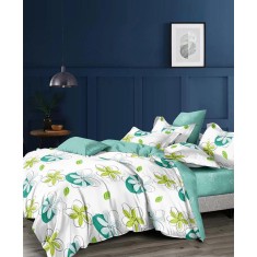 Lenjerie de pat pentru o persoana cu 2 huse de perna dreptunghiulara, Ena, bumbac mercerizat, multicolor