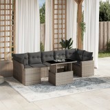 VidaXL Set mobilier de grădină cu perne, 8 piese gri deschis poliratan