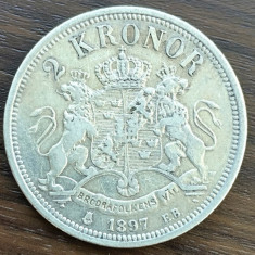 Moneda Suedia - 2 Kronor 1897 - Argint