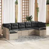 VidaXL Set de canapea de grădină din 7 piese cu perne, gri deschis, din ratan poly