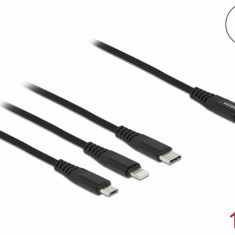 Cablu de incarcare USB 3 in 1 USB-C la Lightning / Micro USB / USB-C T-T 1m, Delock 87149