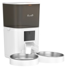 PawHut Hrănitor Automat 6 L WiFi 2.4G cu Control Aplicație 2 Boluri Programabil 1-10 Mese &Icirc;nregistrator Vocal 10 s Ușor de Curățat | Aosom Romania