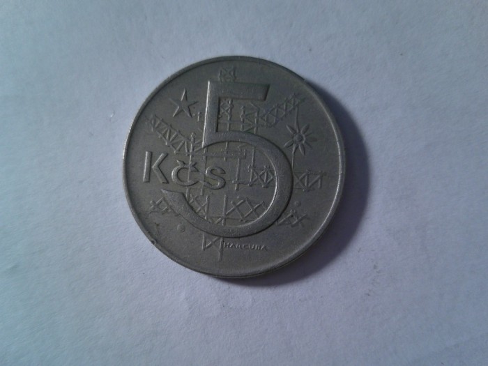 Moneda Cehoslovacia 5 koroane 1975, cal. F.Buna
