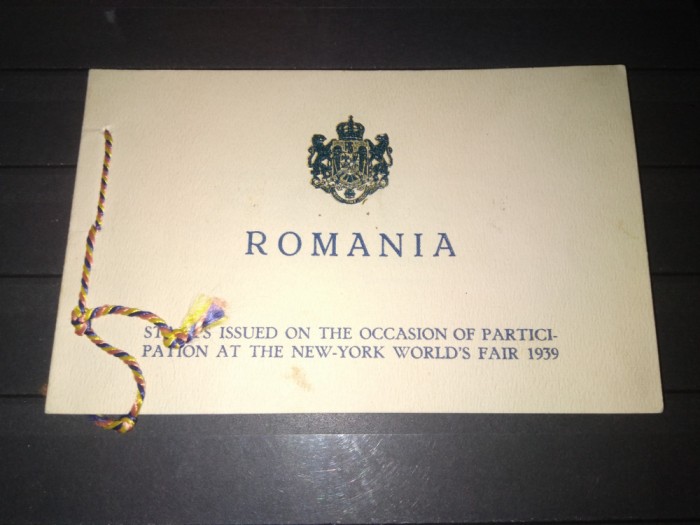 TIMBRE ROMANIA LP 129 1939 EXPOZITIA INTERNATIONALA NEW YORK CARNET