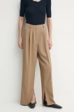 Herskind pantaloni Rupert femei, culoarea maro, drept, high waist, 5412177