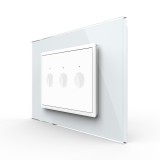 Cumpara ieftin Intrerupator triplu touch Livolo alb, cu rama din sticla, standard italian