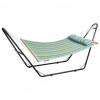 Hamac cu suport otel si perna, matlasat, pentru 2 persoane, Vivatechnix max 225 kg, 3125 x 920 x 1340 mm, dungi verzi