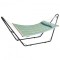 Hamac cu suport otel si perna, matlasat, pentru 2 persoane, Vivatechnix max 225 kg, 3125 x 920 x 1340 mm, dungi verzi
