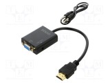 Adaptor HDMI Jack 3,5mm VGA soclu negru SAVIO