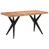 VidaXL Masă de bucătărie, negru, 140x70x76 cm, lemn masiv de acacia