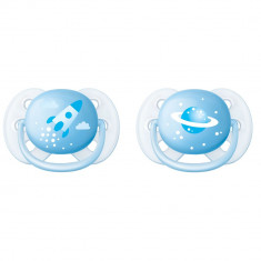 Set 2 suzete ortodontice din silicon 0-6 luni Philips Avent Ultra Soft SCF222/20, Albastru foto