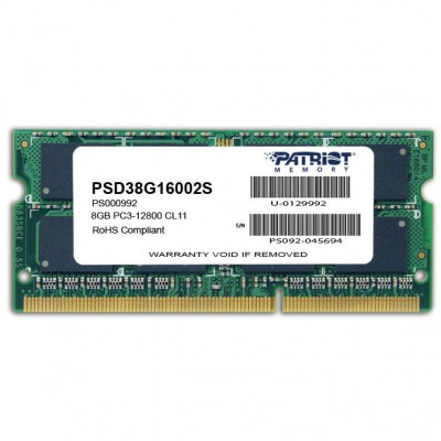 Memorie notebook Patriot Signature, 8GB, DDR3, 1600MHz, CL11, 1.5v foto