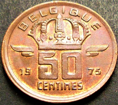 Moneda 50 CENTIMES - BELGIA, anul 1975 * cod 1443 A = A.UNC foto