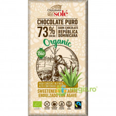 Ciocolata Neagra 73% Cacao cu Sirop de Agave fara Gluten Ecologica/Bio 100g