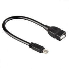 Cablu Adaptor miniUSB tata la USB 2.0 mama, ElectroAZ, compatibil cu dispozitive cu port mini USB 5 pini si functie OTG, inclusi foto