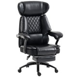 HOMCOM Scaun de Birou pentru Persoane Mari, Scaun de Conducere Ergonomic din PU 225 Kg, Tetieră Reglabilă, Negru | Aosom Romania