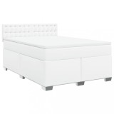 Cumpara ieftin Pat box spring cu saltea, alb, 140x190 cm, piele ecologica