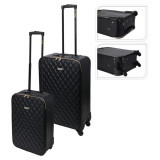 ProWorld Set valize cu design matlasat, 2 piese, negru GartenMobel Dekor, vidaXL