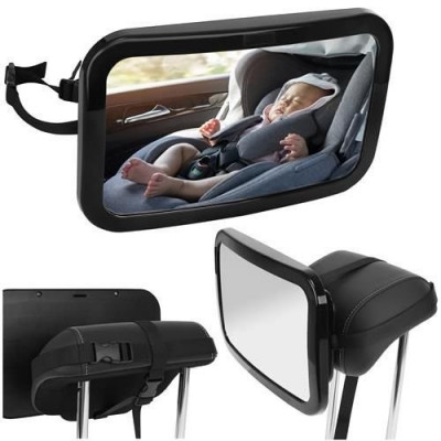 Oglinda auto supraveghere bebe, fixare tetiera, suport anti-alunecare, rotire 360 grade foto