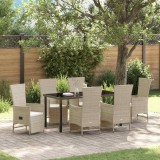 VidaXL Set de Scaune de Grădină &Icirc;nclinabile 7 pcs Bej 160 x 80 x 73 cm