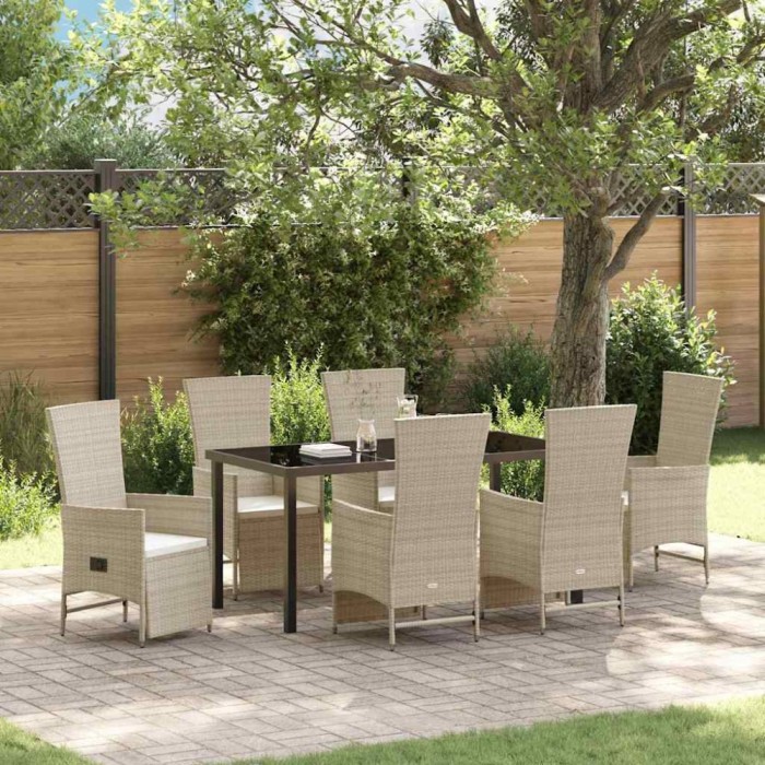 vidaXL Set de Scaune de Grădină &Icirc;nclinabile 7 pcs Bej 160 x 80 x 73 cm