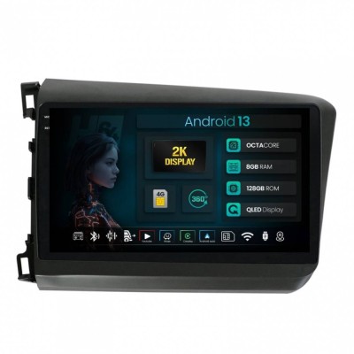 Navigatie 2K Honda Civic (2012-2015) 8GB RAM Android 13 Octacore Slot Sim 4G DSP GPS Wi-FI Carplay Android Auto USB Bluetooth Waze Touchscreen 9.5 Inc foto
