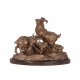 Capre-statueta din bronz pe un soclu de marmura BR-9, Animale