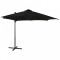 Emaga Umbrela suspendata cu stalp ?i LED-uri, negru, 300 cm