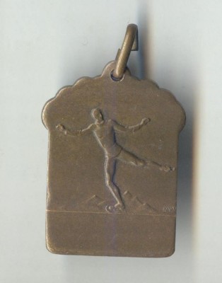 Medalie Medalion vechi anii 1920 Romania - SUPERB - Patinaj Artistic - Barbati foto