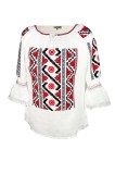 Bluza tip ie dama RM 128, marime L, alb/negru royal