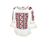 Bluza tip ie dama RM 128, marime M, alb/negru royal