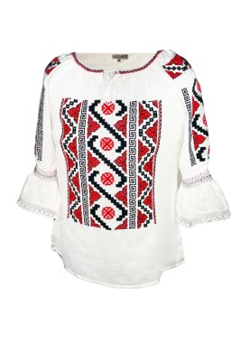 Bluza tip ie dama RM 128, marime XL, alb/negru royal foto