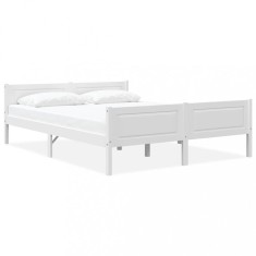 vidaXL Cadru de pat, alb, 140x200 cm, lemn de pin masiv 322106