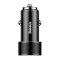 Incarcator Auto Baseus Small Screw, 2 X USB, 3.4 Amperi, Negru, Cablu Fast Charge pentru iPhone