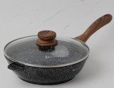 WOK / TIGAIE AD&Acirc;NCĂ CU CAPAC, CU CERAMICĂ MARMORATĂ 28 CM!