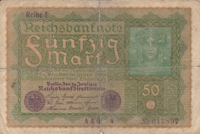 GERMANIA 50 marci 1919 F+!!! foto