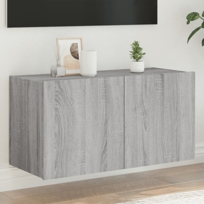 vidaXL Comodă TV de perete cu lumini LED, gri sonoma, 80x35x41 cm 837321 foto