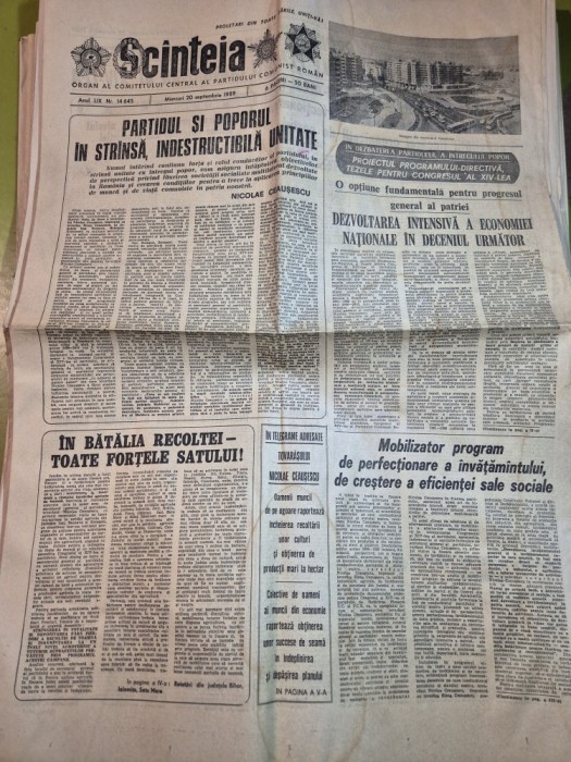 ziarul scanteia 20 septembrie 1989