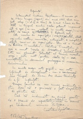 A3270N Document scris și semnat olograf de Cristian Popișteanu, 1954 foto