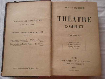 Theatre Complet - Henry Becque ,267105 foto