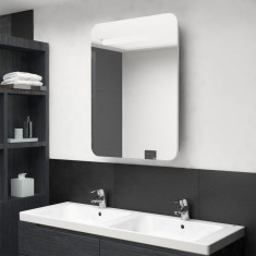 vidaXL Dulap de baie cu oglindă și LED, alb și stejar, 60x11x80 cm 326508