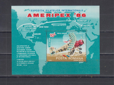 M1 TX2 12 - 1986 - Expozitia filatelica internationala Chicago colita dantelata foto